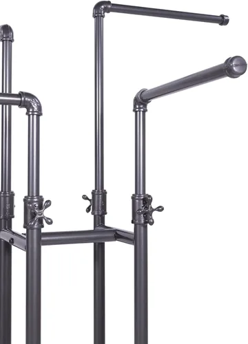 Miniatura 3 de Clothing Rack Econoco - Tubería resistente ajustable, estante de 4 vías, perchero de tubería de plomería, gris antracita