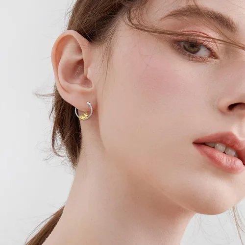 Miniatura 50 de VONALA Bonitos aretes de aro de plata de ley 925, regalos de cumpleaños para mujer