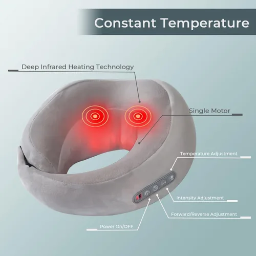 Miniatura 4 de Masajeador de cuello con calor – Alivio del dolor de cuello de tejido profundo, diseño en forma de U, almohada masajeadora eléctrica inalámbrica