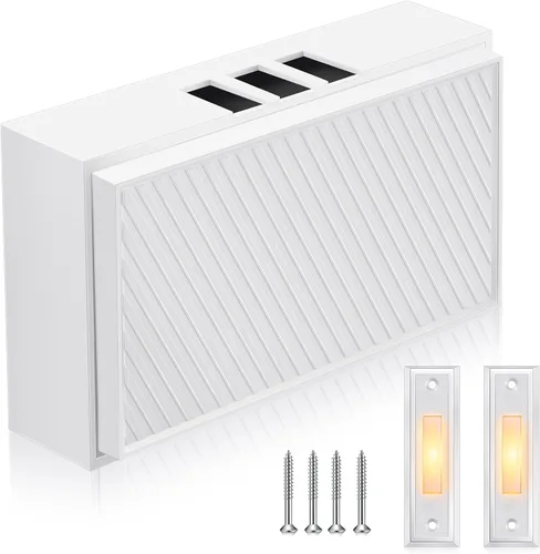Saillong Timbre de puerta con cable con 2 botones de presión iluminados, kit de timbre de puerta con cable delantero y trasero de 16V 10VA para