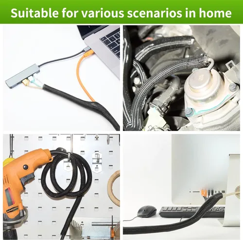 Miniatura 8 de Split Wire Loom - Funda trenzada de 3/8 pulgadas, 50 pies, para gestión de cables, protector de cable para mascotas, TV, escritorio y automóvil