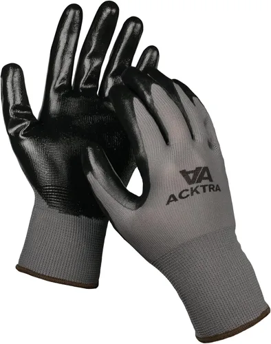 Miniatura 2 de ACKTRA Guantes de trabajo de seguridad con revestimiento de nitrilo, 12 pares, WG003 negro/negro, XS