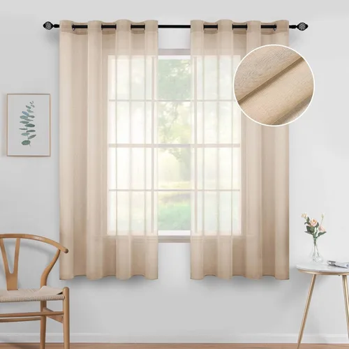 Miniatura 33 de MIULEE - Cortinas transparentes para ventana (2 paneles). Cortinas elegantes., Poliéster & Mezcla de poliéster, Blanco
