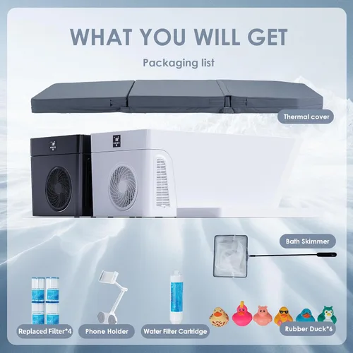 Miniatura 8 de Deeptime Bañera de hielo inteligente (todo en Gen 3), baño de hielo con enfriador integrado (32F-104F), control de smartphone, diseño silencioso