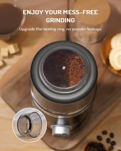 Miniatura 5 de Shardor - Molinillo ajustable de grano de café eléctrico, para hierbas/especias, molinillo de espresso con 1 cuenco extraíble de acero inoxidable