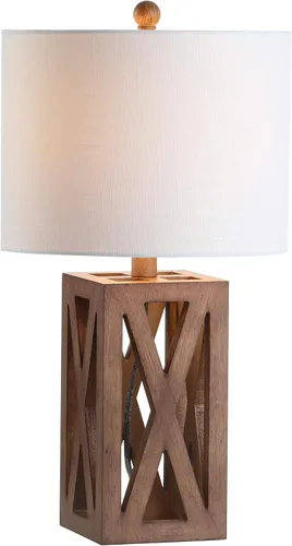 JONATHAN Y JYL1062A Stewart 21.5" lámpara de mesa de madera LED industrial estilo francés campestre rústico para recámara, sala de estar, oficina,