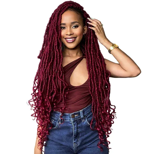 Miniatura 20 de Niseyo Wild Locs - Rastas sintéticas desgastadas de 14 pulgadas con extremos rizados, 8 paquetes de cabello largo y suave con bucles preformados