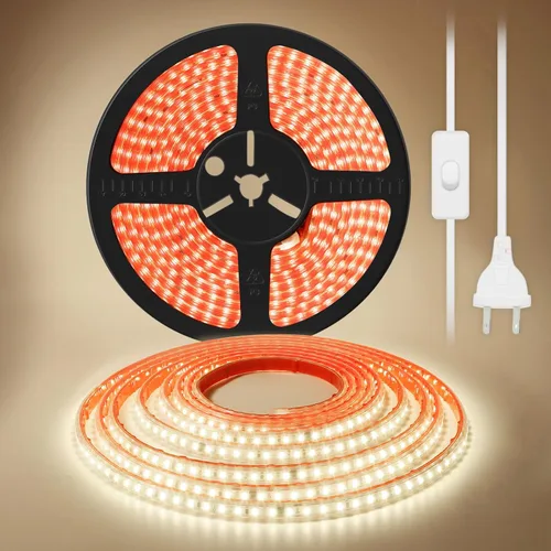 Miniatura 10 de Tira de luces LED AC 110V 2 metros blanco cálido 3000K SMD 2835 cinta LED cortable 6.56 pies adhesiva IP67 impermeable 120 voltios 2M