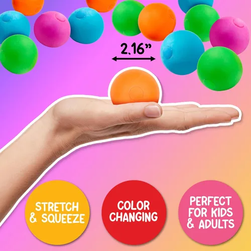 Miniatura 7 de Playbees Pelotas antiestrés para tirar, estirar y apretar – 4 bolas – Pelotas sensoriales elásticas para aliviar el estrés y la ansiedad – Juguetes