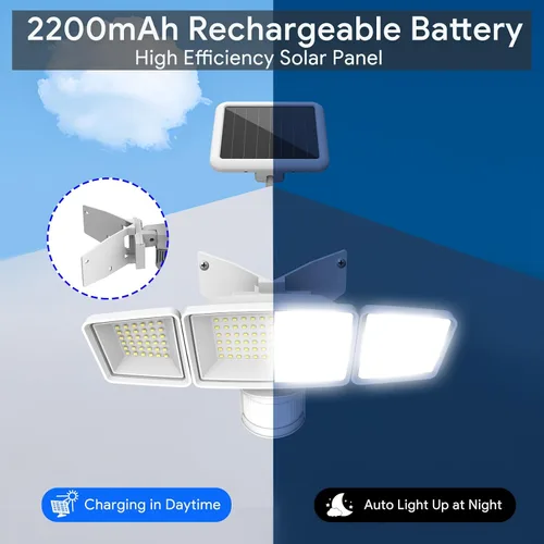 Miniatura 5 de Energetic - Luces solares para exteriores, 1800 lm, 192 luces LED de seguridad con sensor de movimiento con control remoto, reflector impermeable