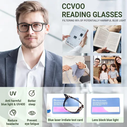 Miniatura 4 de CCVOO Lentes de Lectura para Mujeres/Hombres, Anteojos, Lentes de Bloqueo de Luz Azul para Mujeres/Hombres, Lentes para Computadora, Lentes