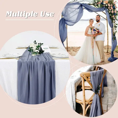 Miniatura 5 de Eternal Beauty Cortina de gasa azul polvoriento, 10 x 5 pies, caída trasera transparente para decoración de escenarios de fiestas, 2 paneles