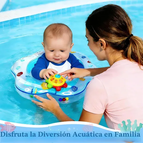 Miniatura 3 de AMENON Flotador de piscina para bebé con asiento para edades de 6 a 12 meses Double Airbags, Reinforced Seat, Non-toxic PVC, Leak-Proof, 30lb Azul