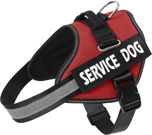 Miniatura 8 de MUMUPET - Arnés para perro de servicio con seguridad reflectante 3M, fácil de ajustar y diseño sin tirones - Mango de nailon transpirable para Rosa