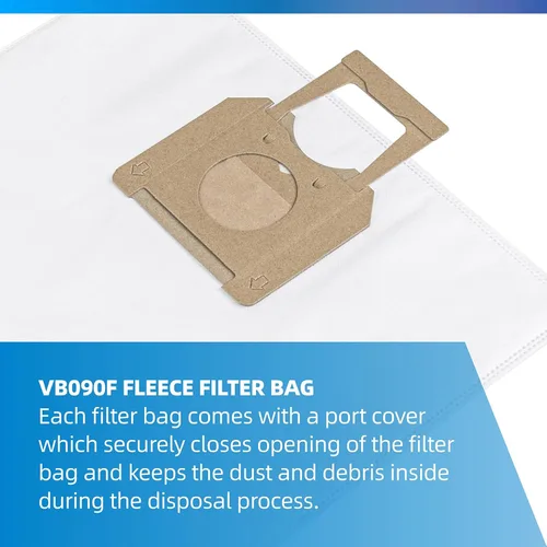 Miniatura 6 de VB090F - Bolsas de polvo con filtro de vellón para extractor de polvo de 9 galones, VAC090AH, VAC090A, VAC090A, VAC090S, cantidad de 7