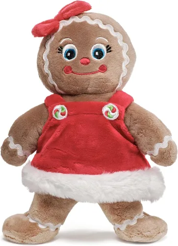 Bearington Holly Ginger the Gingerbread - Animal de peluche navideño de 10 pulgadas, adorable juguete de niña de jengibre relleno con tela de felpa