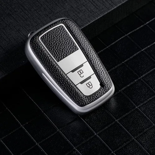 Miniatura 5 de DOUKI Funda de cuero TPU para llave de coche, para Toyota Camry Corolla Prius CHR C-HR RAV4 Hybryd Altis Land Cruiser Prado Sedan 2019 Verde F