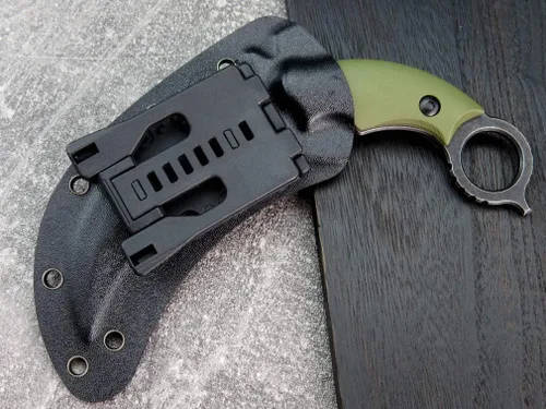 Miniatura 8 de C1696 Cuchillo de hoja fija, mango G10 de acero D2 de 4.3 pulgadas, herramientas EDC de supervivencia al aire libre con fundas Kydex (verde militar)