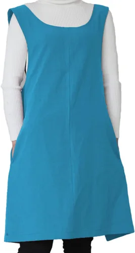 Miniatura 12 de Delantal de algodón y lino estilo japonés con espalda cruzada, con dos bolsillos, estilo X Azul marino