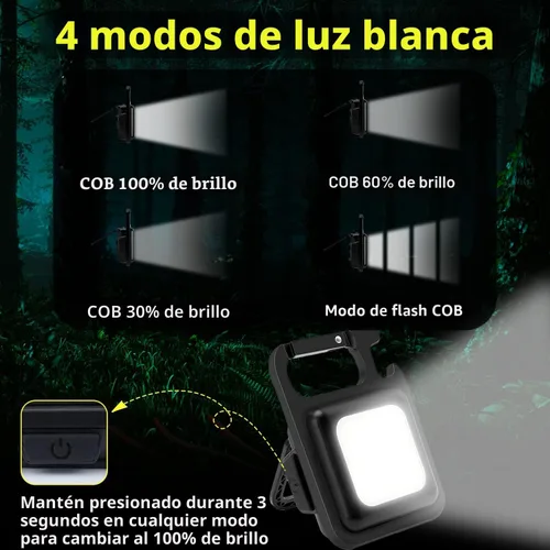 Miniatura 3 de MAKDAK COB Linterna Recargable de Llavero 2Pack, Luz de Trabajo LED Super Brillante de Alto Lúmen con Imán, Clip, Abrebotellas para Paseos