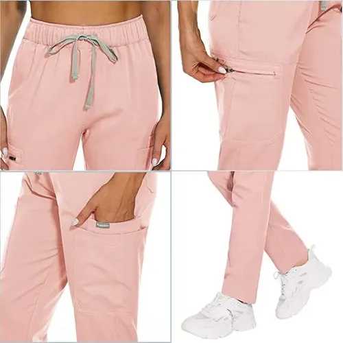 Miniatura 6 de niaahinn Conjunto de ropa quirúrgica elástica con cuello en V y pantalones quirúrgicos, uniforme médico para enfermeras, trabajo para mujeres