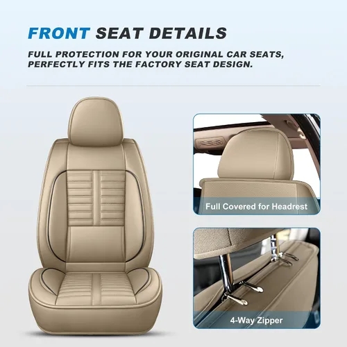 Miniatura 5 de Fundas de asiento delantero de automóvil para Toyota Corolla 2007-2019, cojín de asiento de automóvil de piel sintética prémium con soporte lumbar