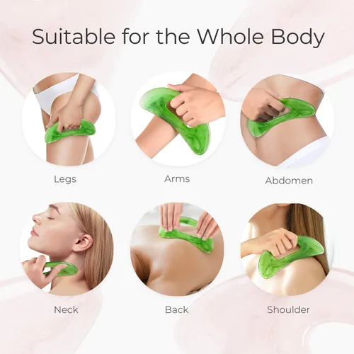 Miniatura 5 de Scienlodic - Herramienta de masaje corporal Gua Sha con asa, herramienta Guasha más grande para masaje de espalda, cuello, cara y pierna, drenaje