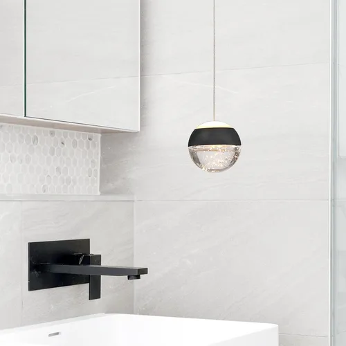 Miniatura 4 de JoollySun Lámpara Colgante de Cristal: Mini Luces Colgantes Negras Modernas para Isla de Cocina y Baño