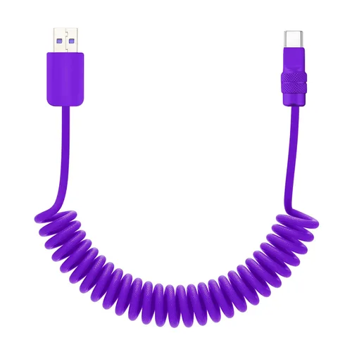 Miniatura 33 de chubbycable Curly Chubby - Cable de carga rápida USB C en espiral de 240 W, cable de carga retráctil trenzado duradero para automóvil compatible