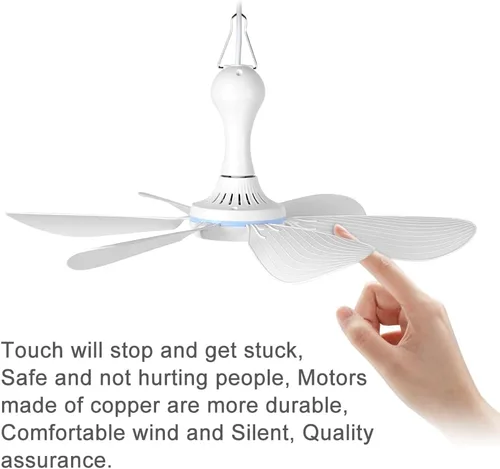 Miniatura 8 de Mini ventilador de techo pequeño USB silencioso camping opcional emergencia portátil colgante al aire libre Gazebo Canopy Ventiladores silenciosos