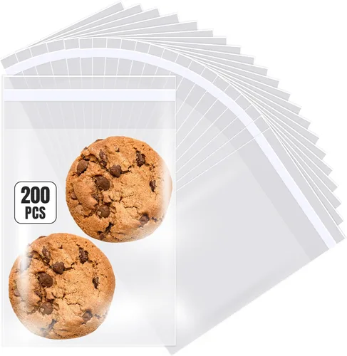 Miniatura 13 de Prestee, 200 bolsas de celofán transparente de plástico - 4x6 con lazos de 10 cm, bolsas para caramelos y galletas, bolsas de regalo con lazos