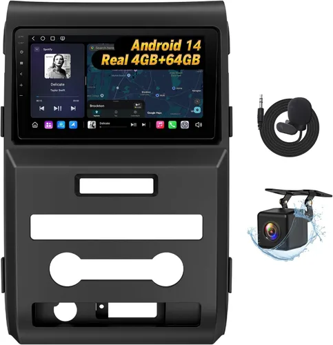 Eonon Estéreo de coche de 9 pulgadas 4+64G para Ford F150 (2009-2014), Android 14 inalámbrico CarPlay y Android Auto, Bluetooth 5.4, pantalla táctil