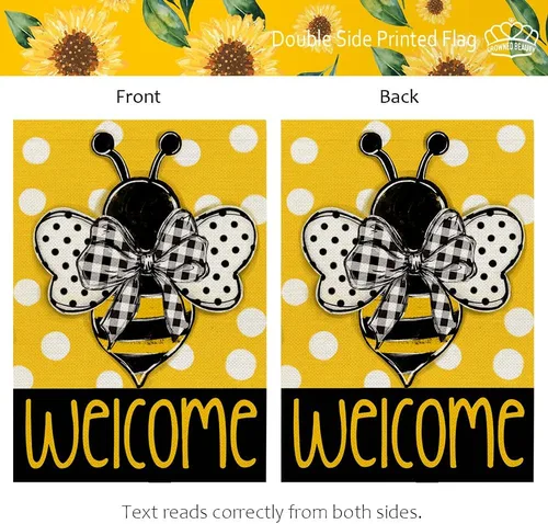 Miniatura 5 de CROWNED BEAUTY Bandera de jardín de abejas de verano de 12 x 18 pulgadas, doble cara para exterior, arpillera de bienvenida pequeña, decoración