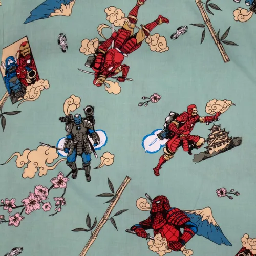 Miniatura 3 de Marvel Comics Samurai Themed Woven Shirt, Unisex Button Down Shirt Iron Man Spiderman Deadpool