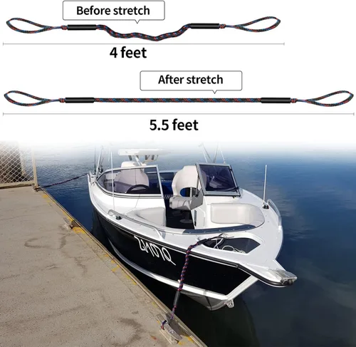 Miniatura 2 de Líneas de muelle elástico para barcos, conexión rápida sin nudos, líneas de amarre que absorben los golpes, regalos de navegación para hombres