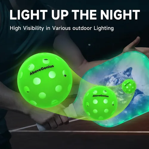 Miniatura 3 de AboveGenius Bolas de pickleball con luz LED, bolas de pickleball que brillan en la oscuridad, alta visibilidad para jugar por la noche, bolas