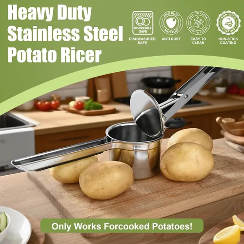 Miniatura 6 de Ricer grande de 15 onzas para puré de papas, disco fijo de acero inoxidable para puré de papas, fácil de limpiar y apto para lavavajillas, adecuado