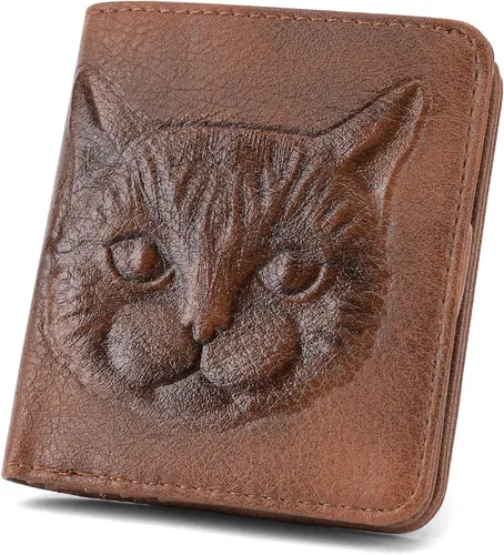 Miniatura 8 de Billetera para mujer, delgada y pequeña, billetera compacta con RFID, plegable, compacta, para mujer, cartera de cuero en relieve 3D con soporte