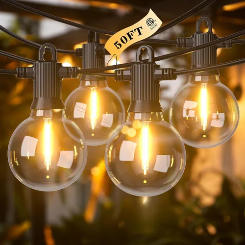 Miniatura 13 de Kawaya Tira de luces LED de 240 pies para exteriores, impermeable, regulable, G40, globo G40, iluminación para exteriores con 120 + 4 bombillas