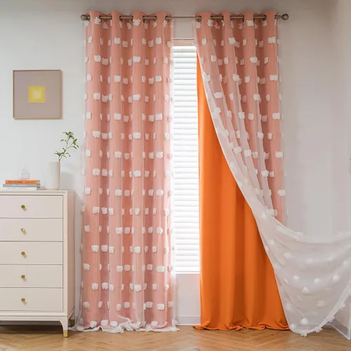 Miniatura 20 de Mysky Home Cortinas de doble capa, dormitorio, traslúcidas, opacas, habitación de niños, comedor, guardería, ojales, oscurecer la habitación, 52 x