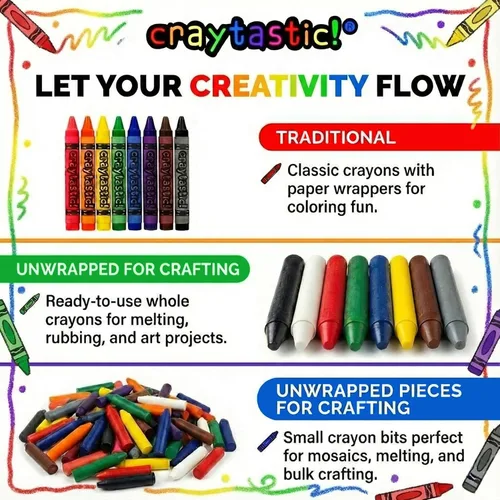 Miniatura 4 de Craytastic! 48 crayones a granel (12 juegos de 4 paquetes), paquete a granel de crayones para aula, niños, recuerdos de fiesta, paquetes de crayones
