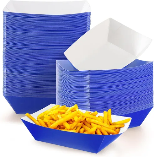 Miniatura 12 de Yinkin 100 piezas de bandejas de papel para comida en forma de barco, bandejas desechables de 2 libras para nachos, bandejas de papel kraft