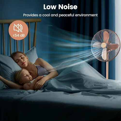 Miniatura 2 de LDAILY Ventilador de pedestal, ventilador oscilante de 16 pulgadas con 3 velocidades, velocidad ancha, altura y ángulo ajustables, ventilador