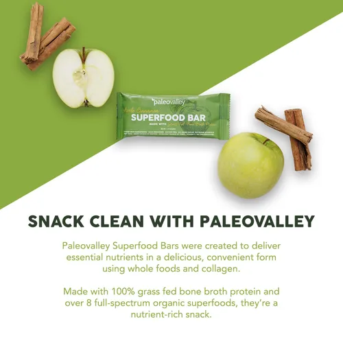 Miniatura 3 de Paleovalley Barras de Superalimentos – Manzana y Canela – Pack de 10 – 9g de Proteína por Barra – Sin Gluten, Sin Granos, Paleo, Sin OMG – Snack
