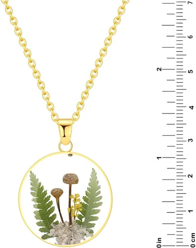 Miniatura 105 de Forget-Me-Not and Queen Anne's Lace Pressed Wildflower Necklace Birth Month Real Flower Necklace Gold/Silver Pressed Flower Jewelry