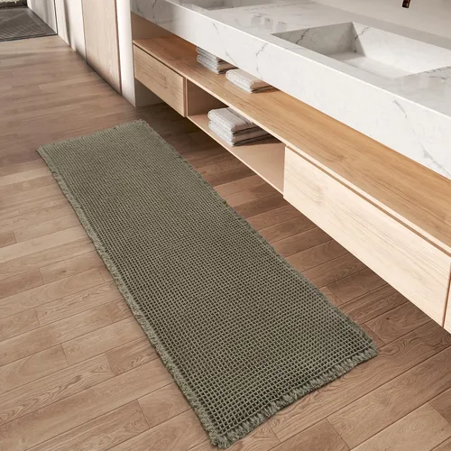 Miniatura 23 de AMOAMI Tapete de baño mejorado con diseño de gofre, súper absorbente, antideslizante, para suelo de baño, lavable a máquina, con borlas, tapetes