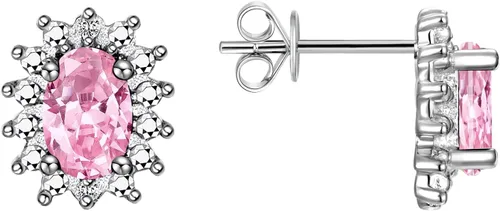 Miniatura 31 de Rylos Aretes tipo dormilona de plata de ley 925, ovalados y diamantes de 0.236 x 0.157 pulgadas, exquisitas joyas de piedra