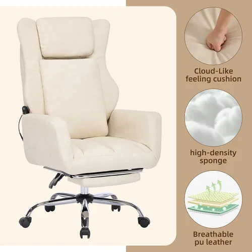 Miniatura 5 de DYHOME Silla Ejecutiva de Oficina con Masaje y Reposapiés, Silla Ergonómica Giratoria de Escritorio de Alta Resistencia con Soporte Lumbar, Ruedas