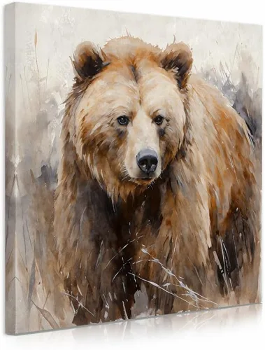 Miniatura 2 de Arte de pared rústico de osos del bosque, pinturas en lienzo, cuadros de animales, arte de pared para dormitorio y sala de estar