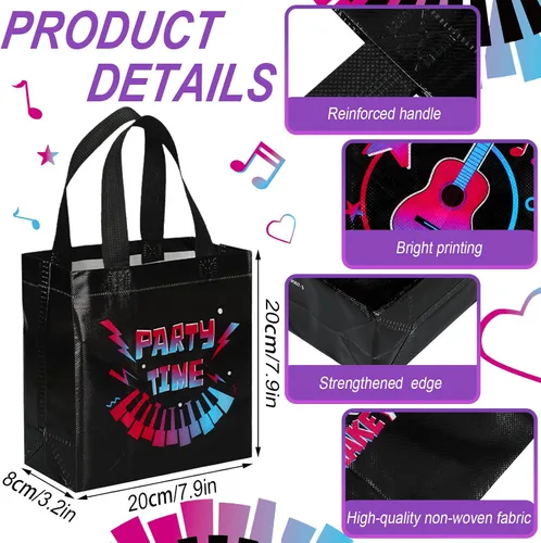 Miniatura 5 de Pinkunn 20 piezas de bolsas de regalo para fiesta musical, bolsas de regalo no tejidas, suministros para regalos temáticos para adolescentes, cajas